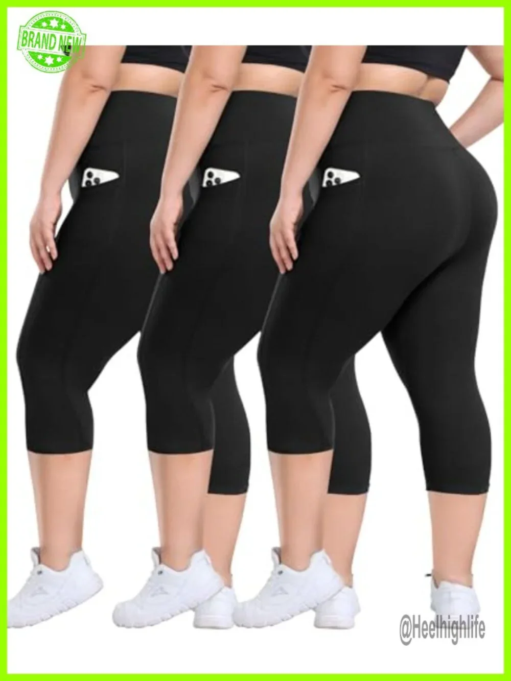 Plus Size Leggings with Pockets for Women - High Waisted Tummy Control Spandex